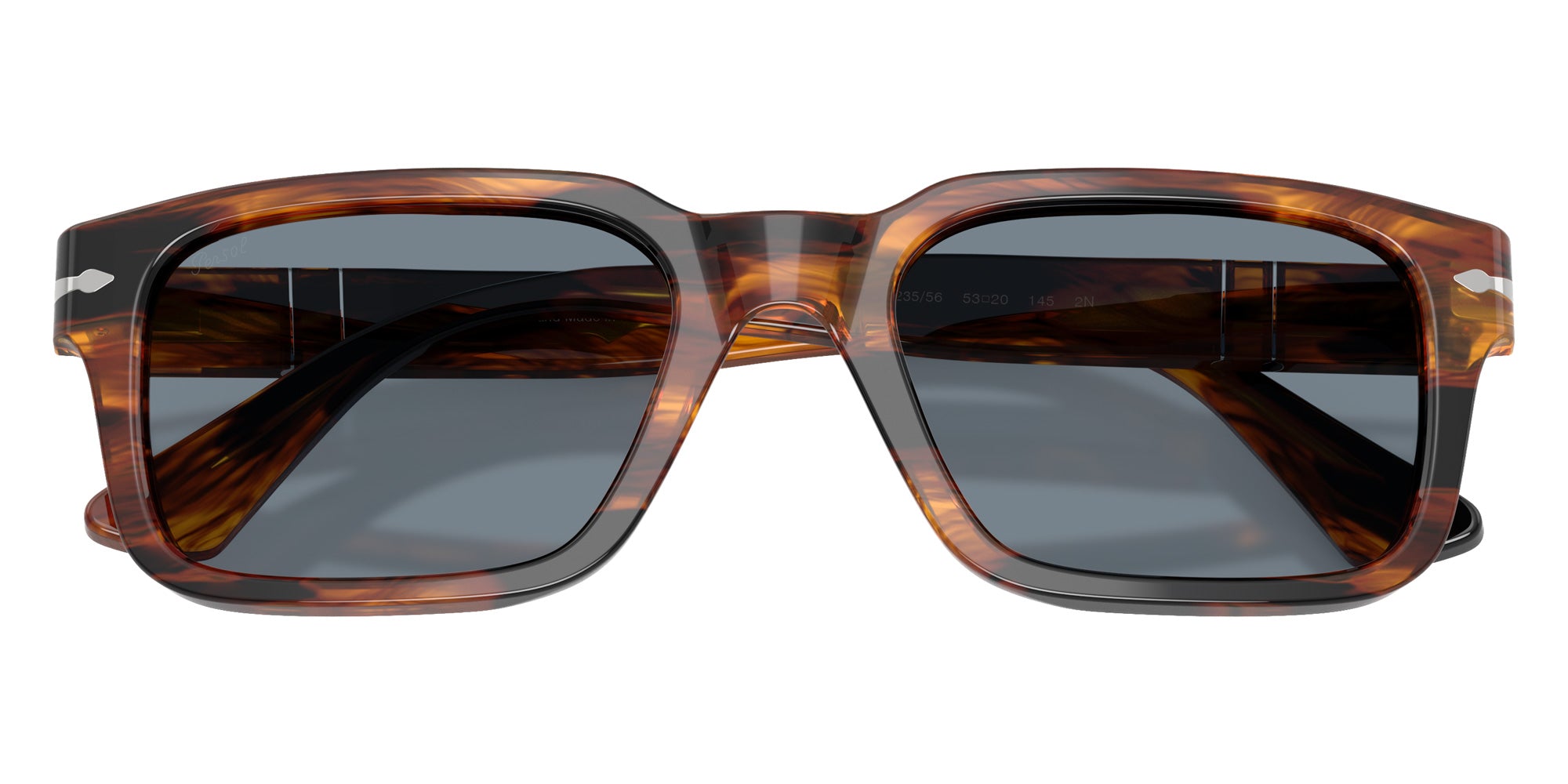 Persol PO3272S 123556 55 - Striped Black & Brown / Light Blue #id:po3272s123556_s:104125