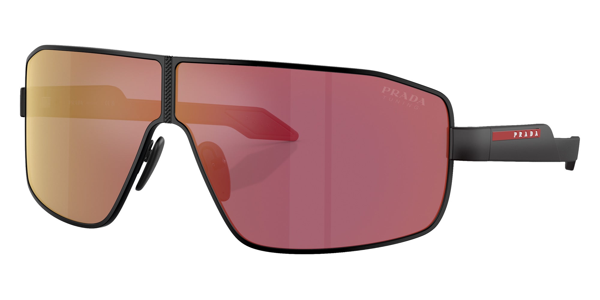 Prada Linea Rossa PS 54YS 1BO10A 74 - Black / Dark Gray Mirrored Blue/Red #id:ps54ys1bo10a_s:100105