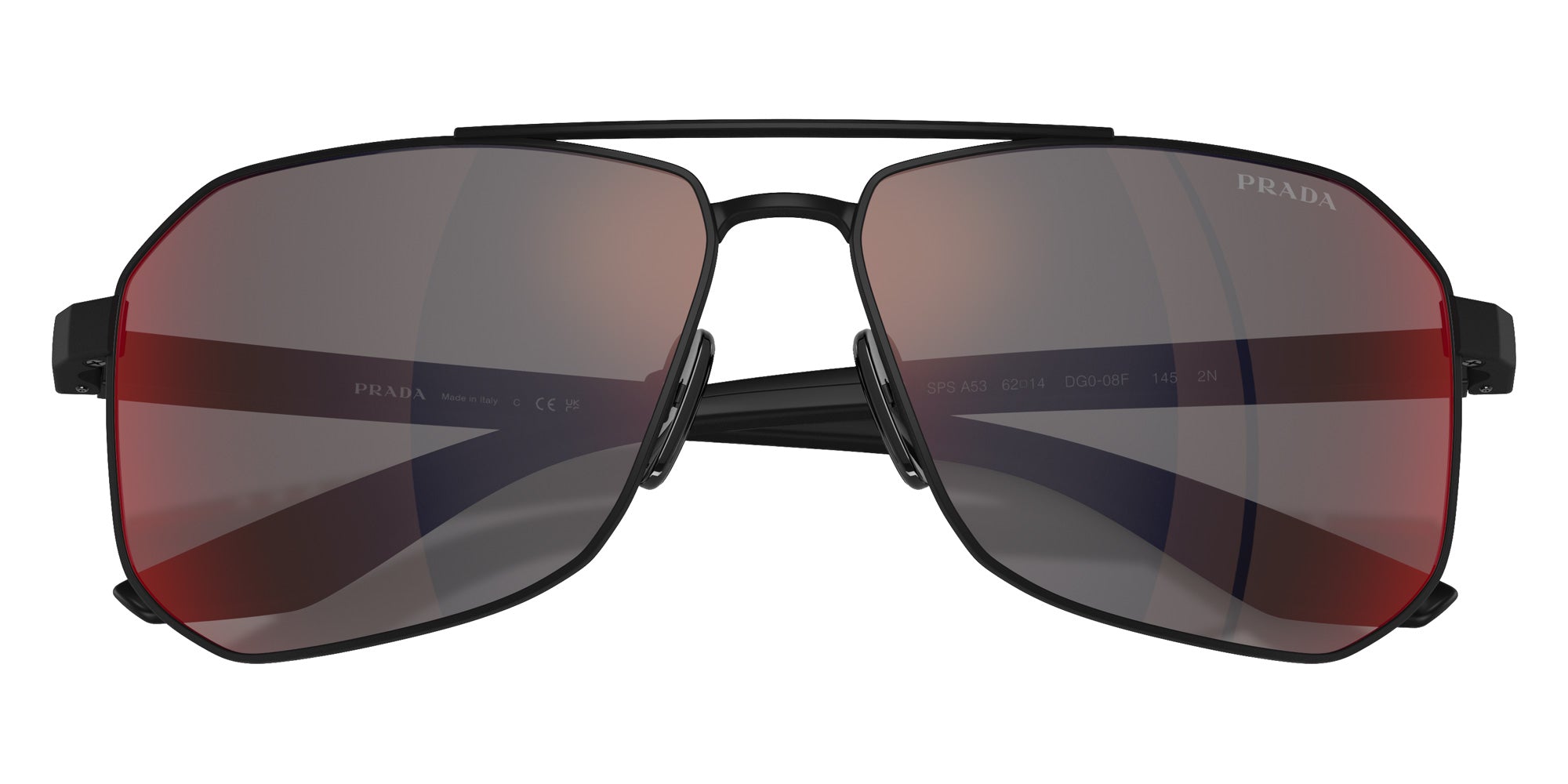 Prada Linea Rossa PS A53S DG008F 62 - Rubber Black / Dark Gray Mirrored Blue/Red #id:psa53sdg008f_s:102120