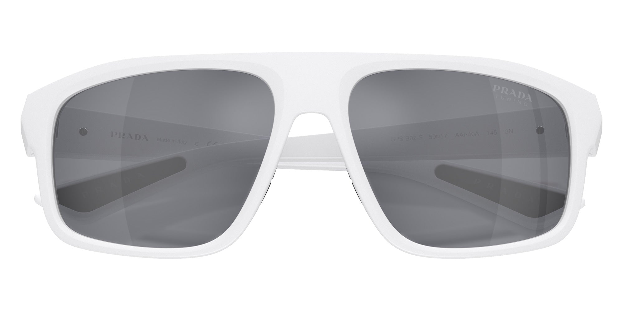 Prada Linea Rossa PS B02SF AAI40A 59 - Matte White / Light Blue Mirrored Silver #id:psb02sfaai40a_s:102120