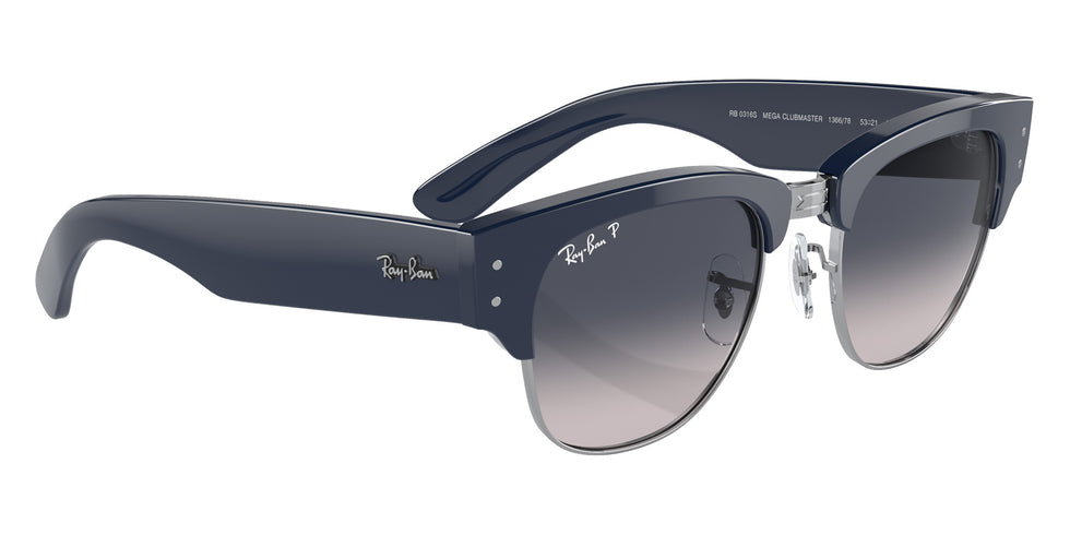 Ray-Ban RB0316S Mega Clubmaster 136678 53 - Blue on Silver / Blue Polarized #id:rb0316s136678_s:102120