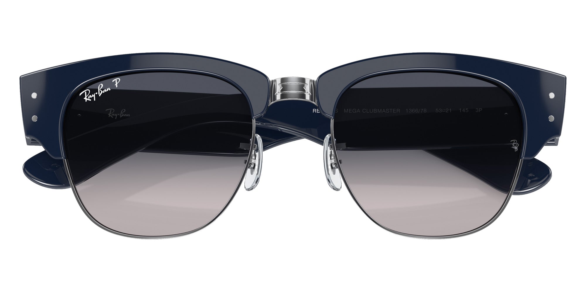 Ray-Ban RB0316S Mega Clubmaster 136678 53 - Blue on Silver / Blue Polarized #id:rb0316s136678_s:102125