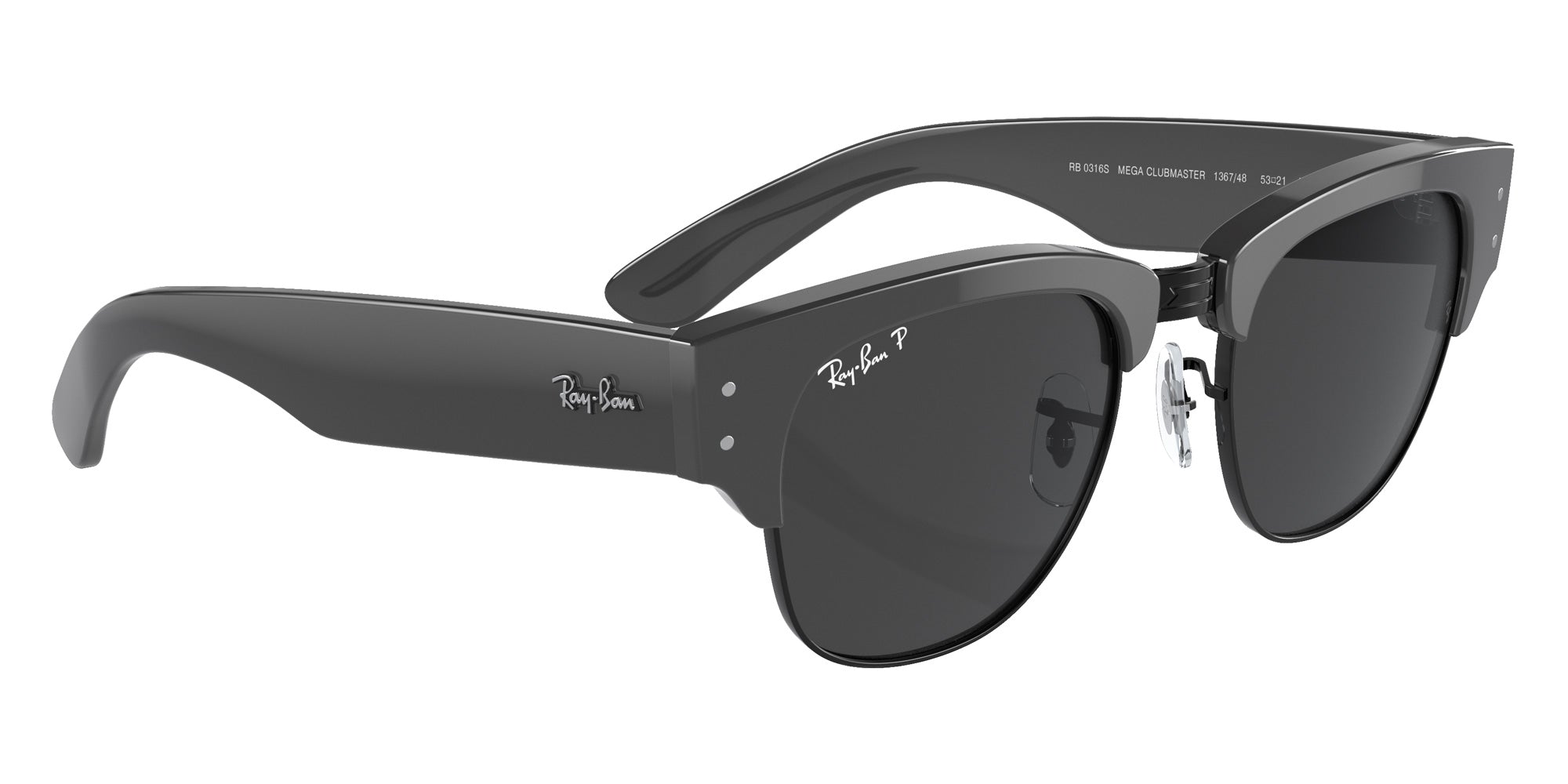 Ray-Ban RB0316S Mega Clubmaster 136748 53 - Gray on Black / Black Polarized #id:rb0316s136748_s:104120
