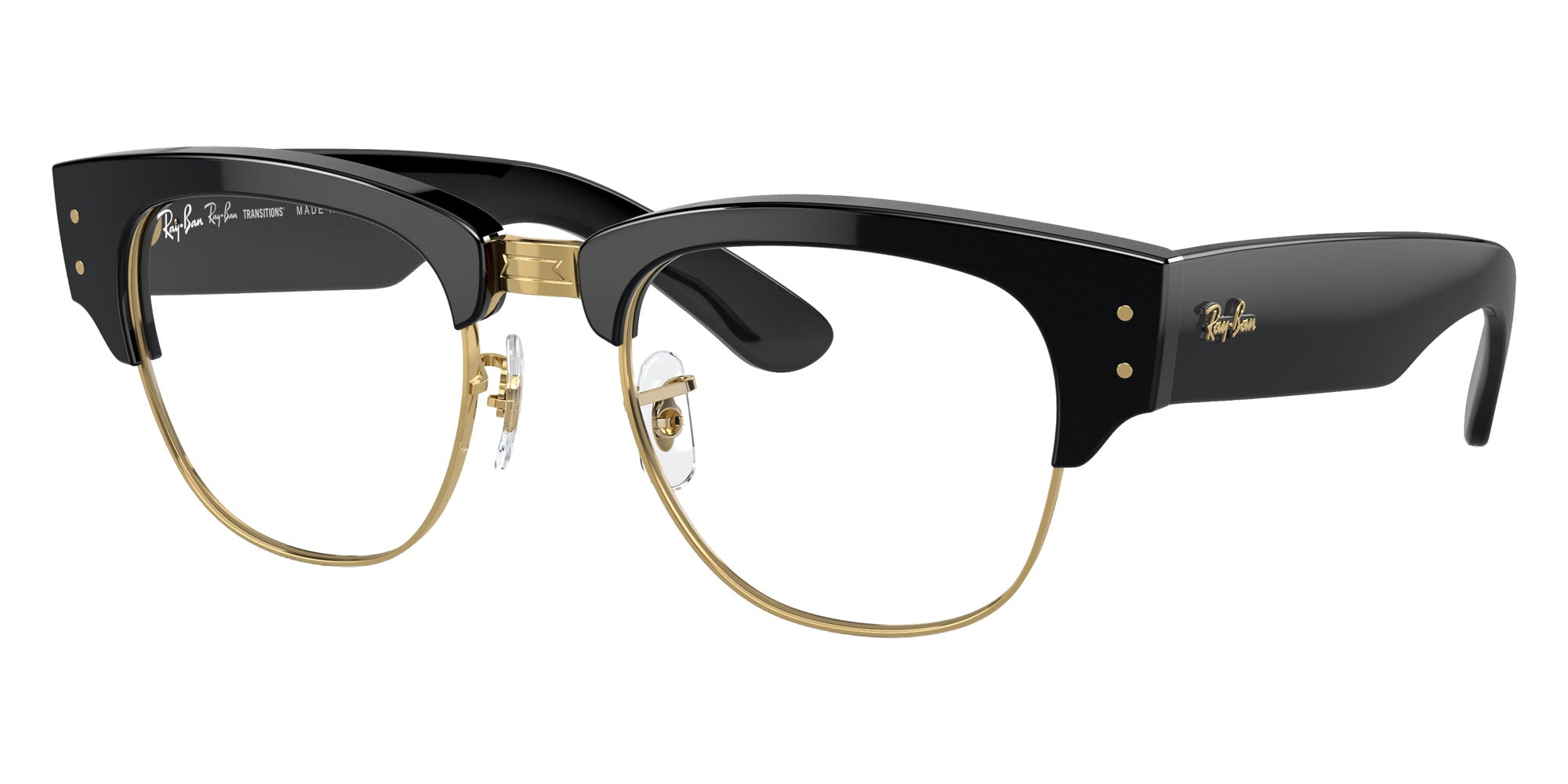 Ray-Ban RB0316S Mega Clubmaster 901/GG 50 - Black on Gold / Clear/Blue Photochromic #id:rb0316s901gg_s:100115