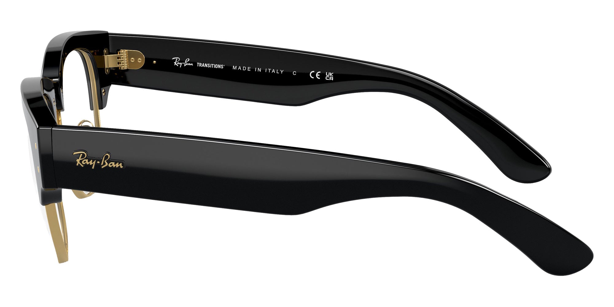 Ray-Ban RB0316S Mega Clubmaster 901/GG 50 - Black on Gold / Clear/Blue Photochromic #id:rb0316s901gg_s:100120