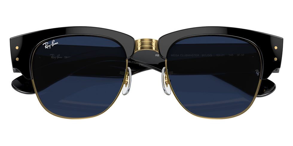 Ray-Ban RB0316S Mega Clubmaster 901/GG 50 - Black on Gold / Clear/Blue Photochromic #id:rb0316s901gg_s:100135