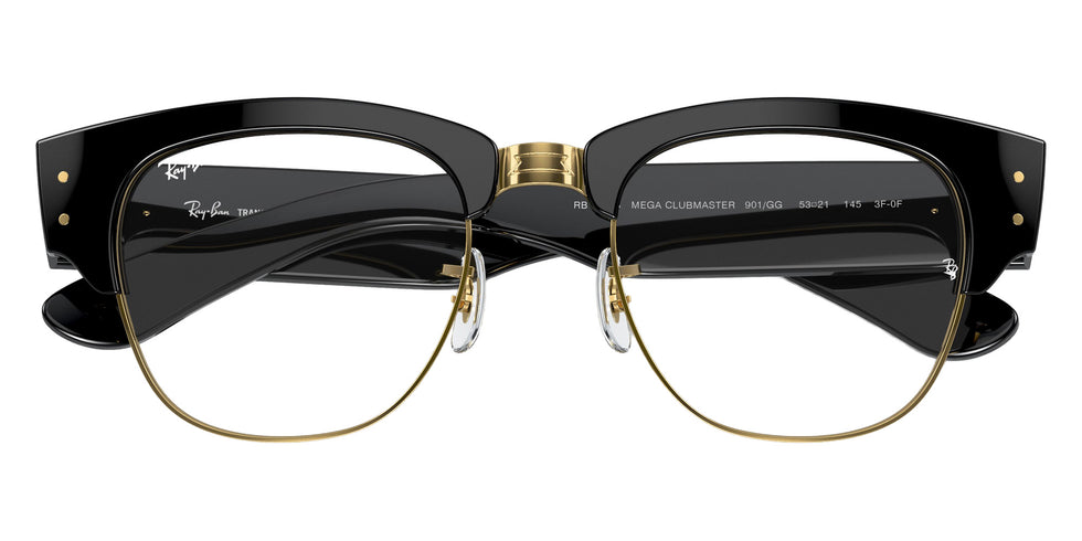 Ray-Ban RB0316S Mega Clubmaster 901/GG 50 - Black on Gold / Clear/Blue Photochromic #id:rb0316s901gg_s:100140