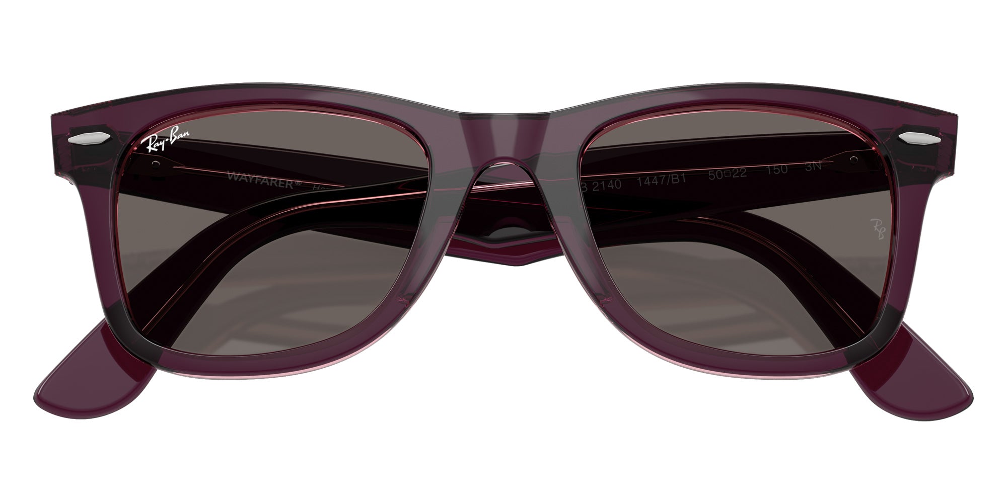 Ray-Ban RB2140 Original Wayfarer Classic 1447B1 50 - Violet on Transparent Pink / Dark Gray #id:rb21401447b1_s:104125