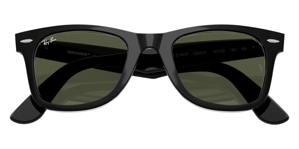 Ray-Ban RB2140F Original Wayfarer Classic 129431 52 - Black on Transparent / Green #id:rb2140f129431_s:100125