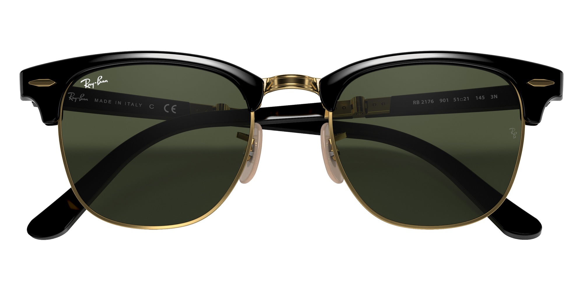Ray-Ban RB2176 Clubmaster Folding Square Sunglasses | EyeOns.com