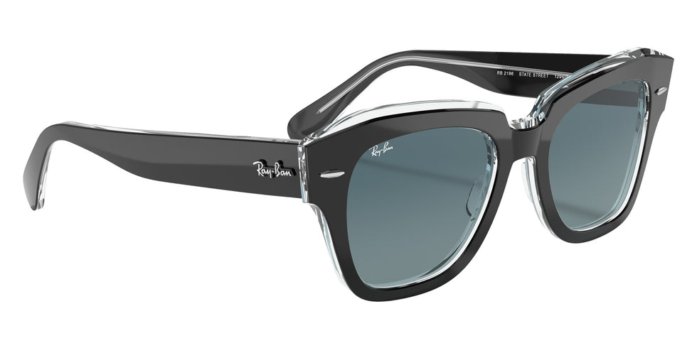 Ray-Ban RB2186 State Street 12943M 49 - Black on Transparent / Blue Gradient #id:rb218612943m_s:100120