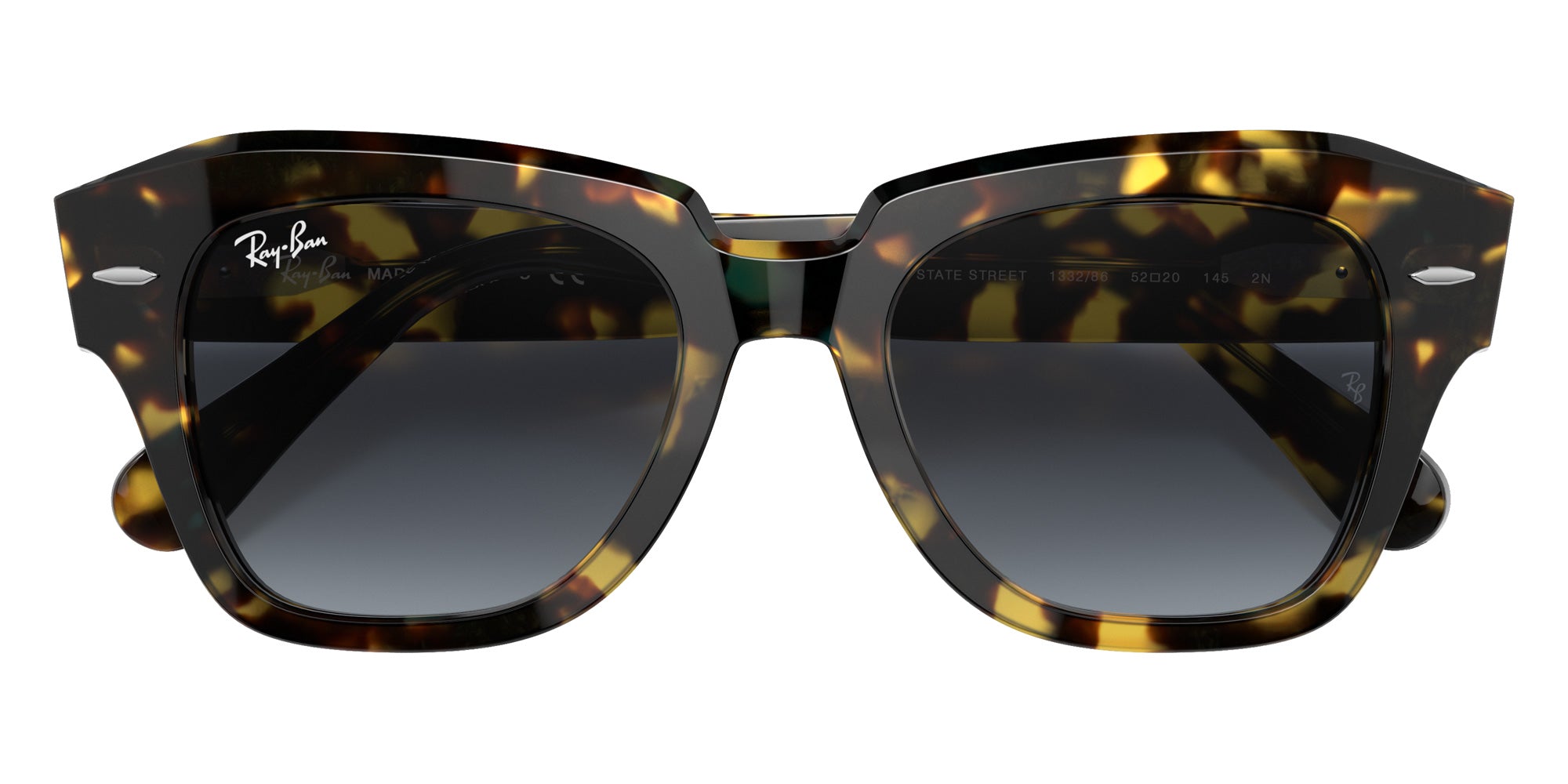 Ray-Ban RB2186 State Street Fleck 133286 49 - Yellow Havana / Blue Gradient Gray #id:rb2186133286_s:100125