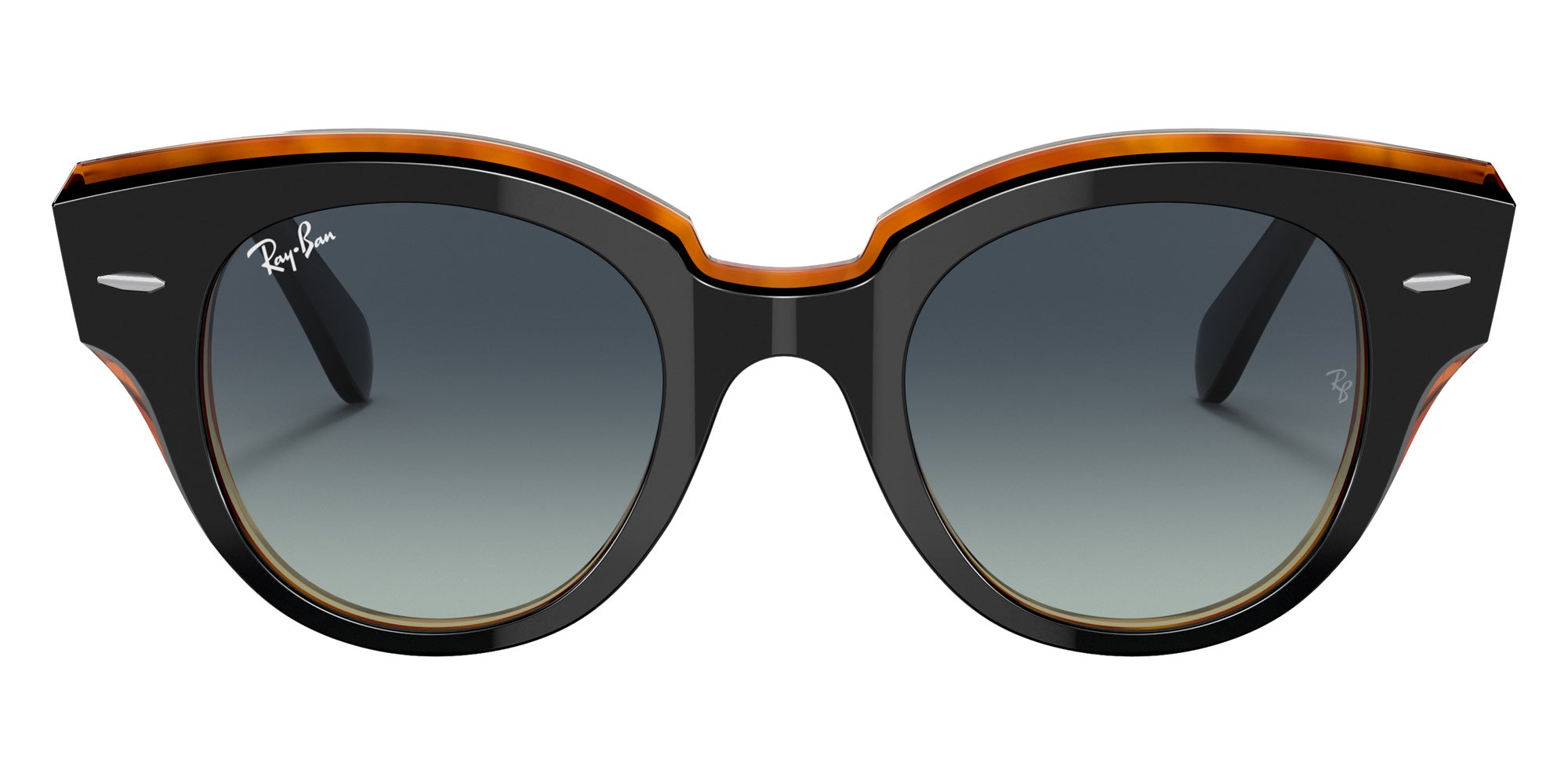 Ray-Ban RB2192 Roundabout 132241 47 - Black On Brown / Gray/Blue Gradient #id:rb2192132241_s:100100