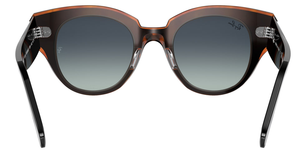 Ray-Ban RB2192 Roundabout 132241 47 - Black On Brown / Gray/Blue Gradient #id:rb2192132241_s:100115