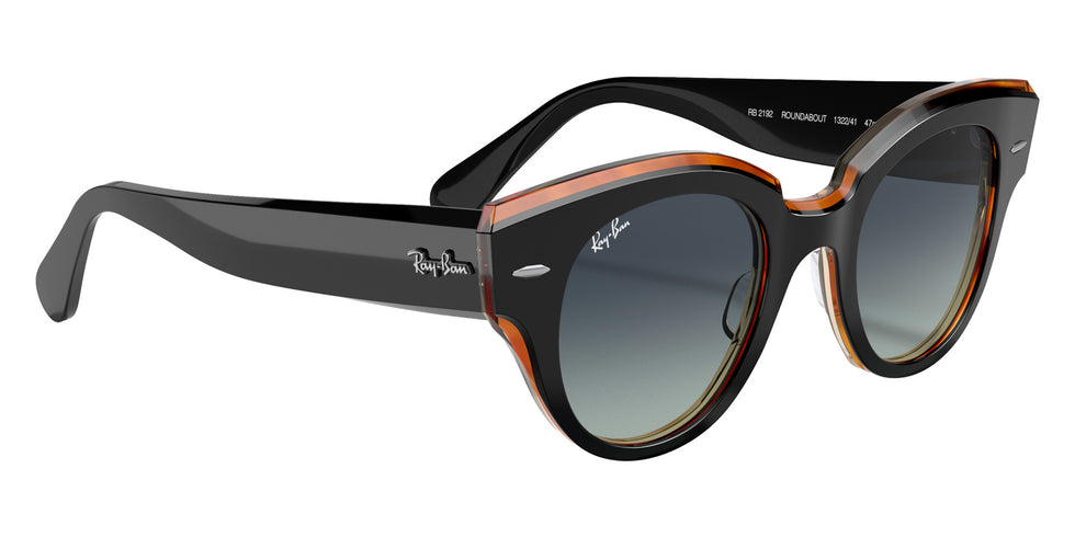 Ray-Ban RB2192 Roundabout 132241 47 - Black On Brown / Gray/Blue Gradient #id:rb2192132241_s:100120
