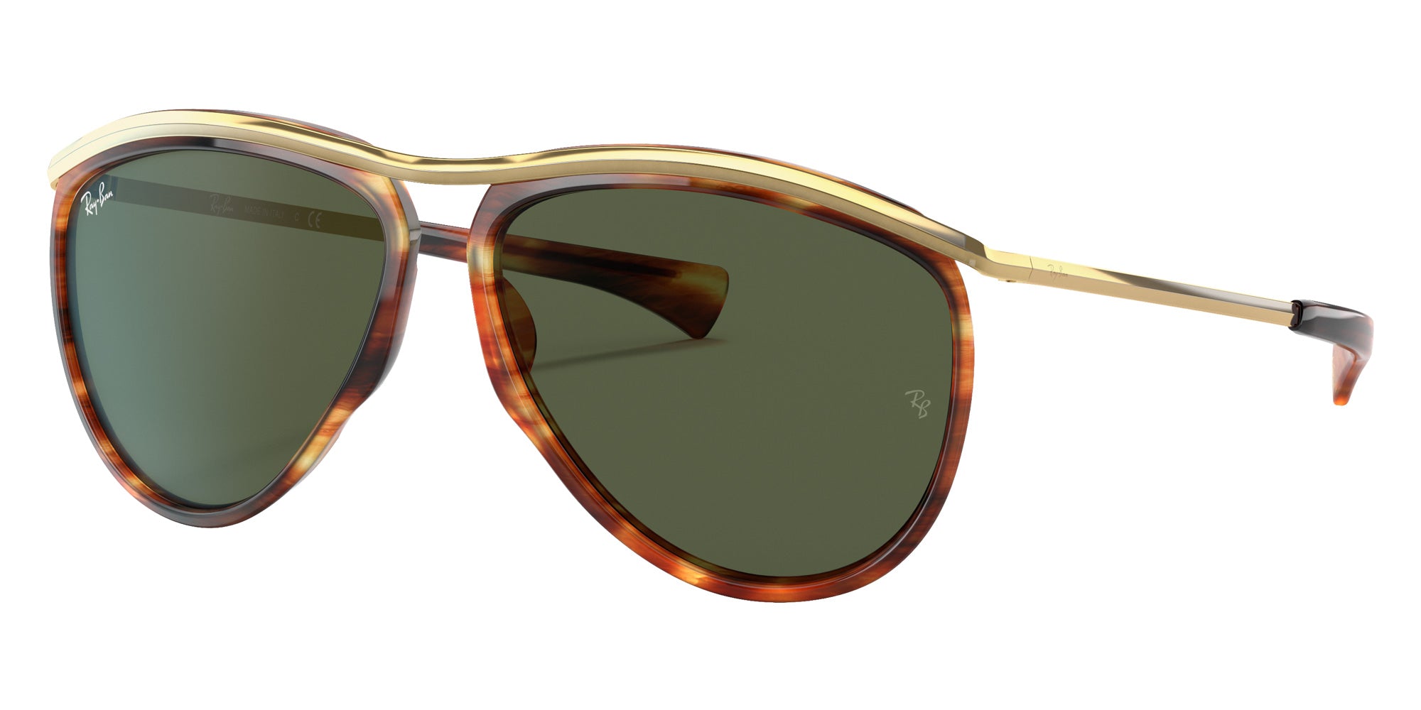 Ray-Ban RB2219 Aviator Olympian 954/31 59 - Striped Havana / G-15 Green #id:rb221995431_s:102105