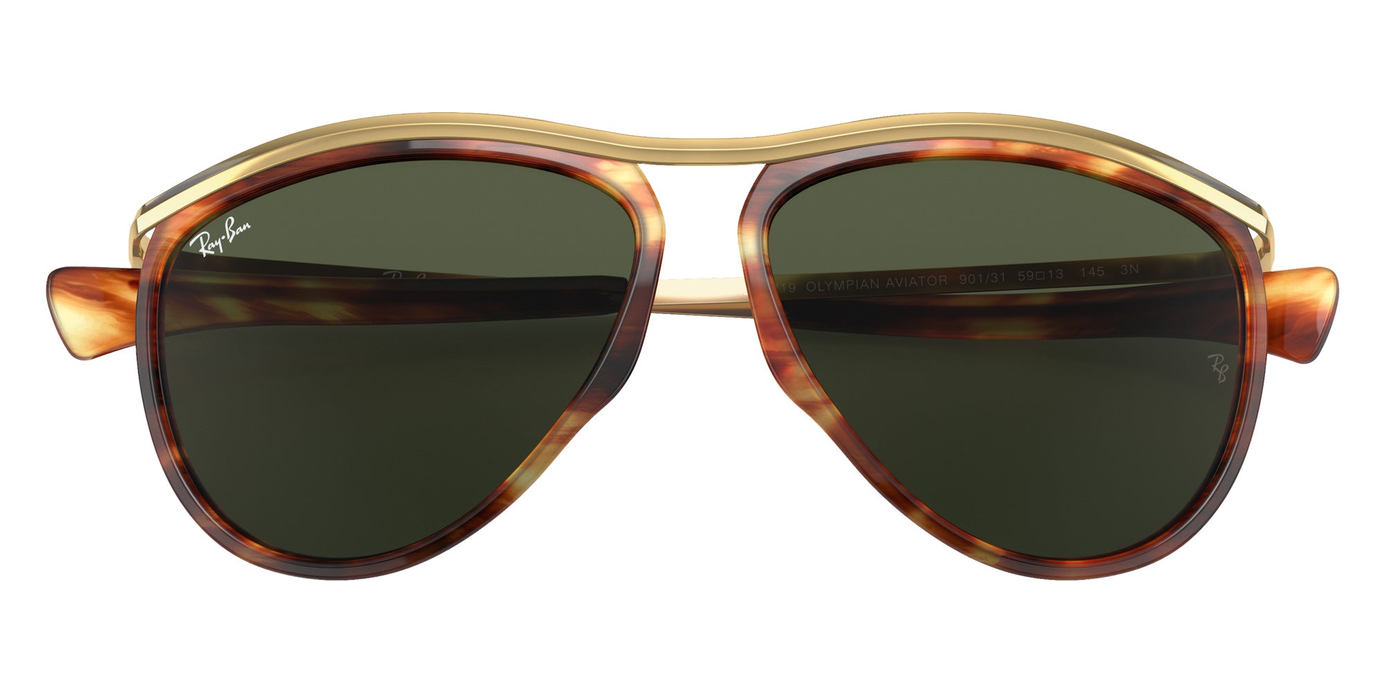 Ray-Ban RB2219 Aviator Olympian 954/31 59 - Striped Havana / G-15 Green #id:rb221995431_s:102125