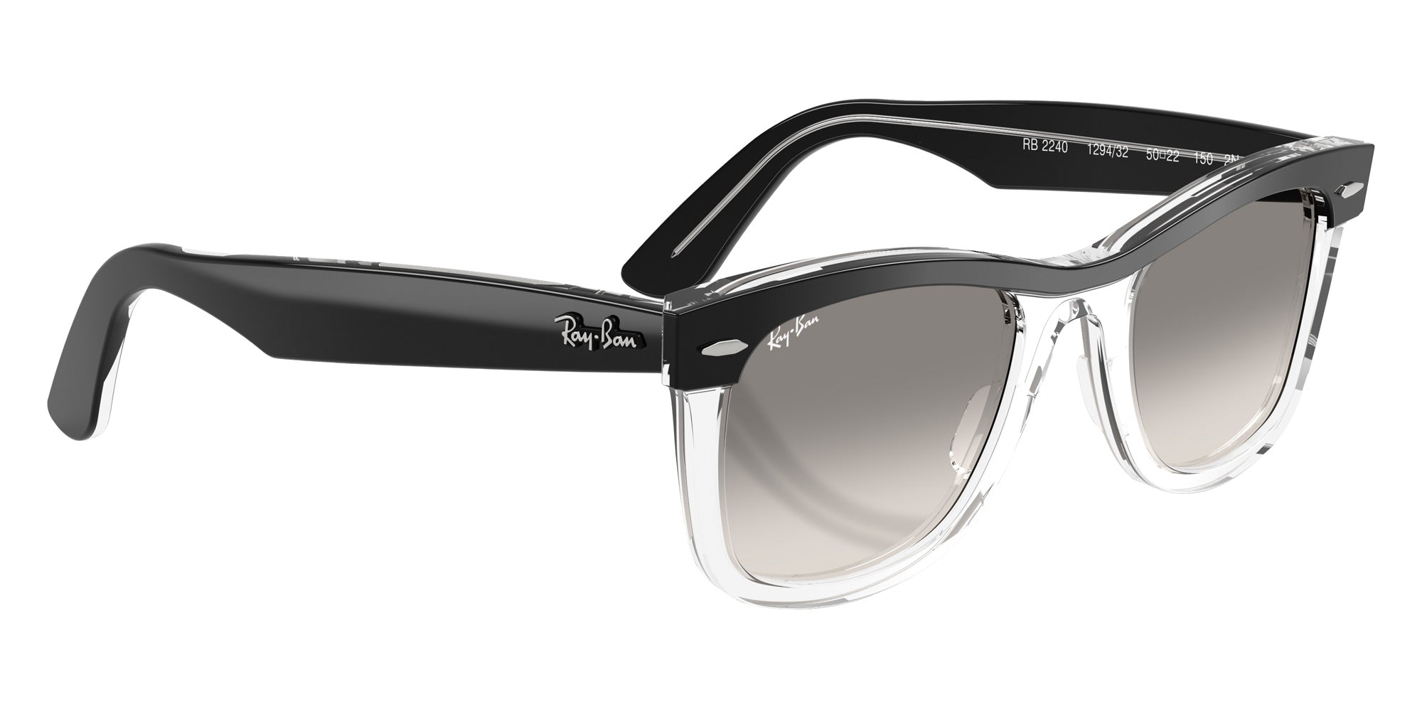Ray-Ban RB2240 Wayfarer Street Neat 129432 50 - Black on Transparent / Clear Gradient Gray #id:rb2240129432_s:100120