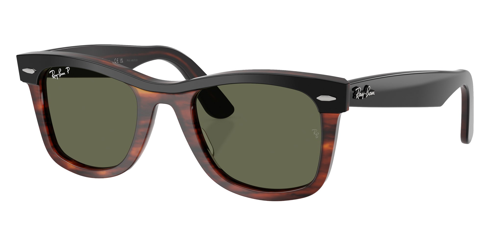Ray-Ban RB2240F Wayfarer Street Neat 144058 52 - Black on Havana / Polarized Green #id:rb2240f144058_s:100105