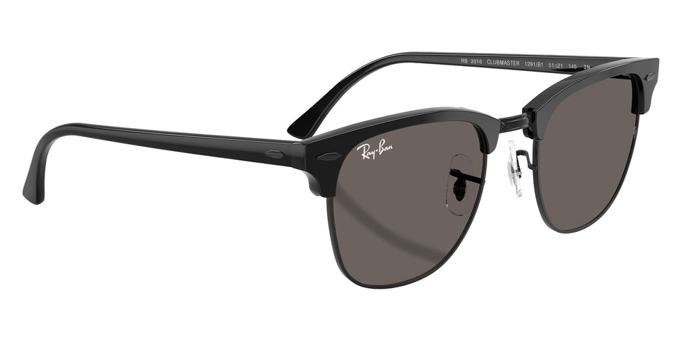Ray-Ban RB3016 Clubmaster Classic 1291B1 49 - Black on Black / Dark Gray #id:rb30161291b1_s:100120