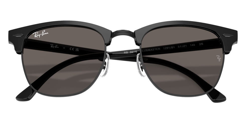 Ray-Ban RB3016 Clubmaster Classic 1291B1 49 - Black on Black / Dark Gray #id:rb30161291b1_s:100125