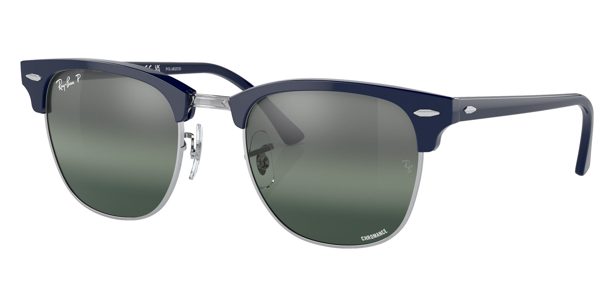 Ray-Ban RB3016 Clubmaster 1366G6 51 - Blue on Silver / Silver/Blue Polarized+ Mirrored #id:rb30161366g6_s:102105