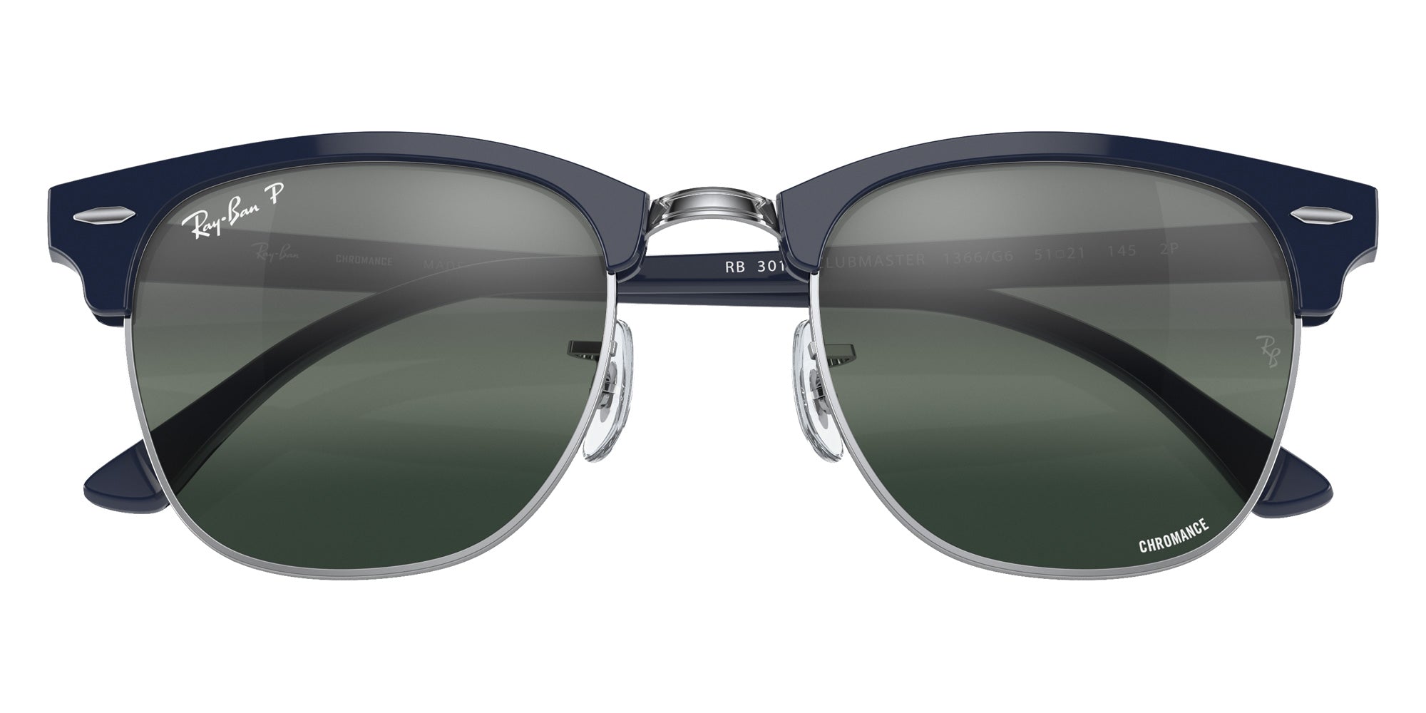 Ray-Ban RB3016 Clubmaster 1366G6 51 - Blue on Silver / Silver/Blue Polarized+ Mirrored #id:rb30161366g6_s:102125