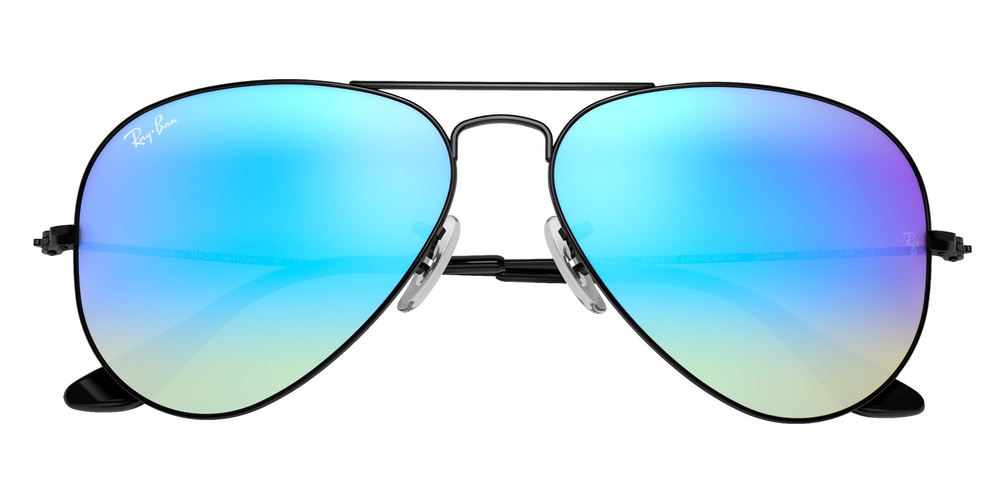 Ray-Ban RB3025 Aviator Flash Lenses Gradient 002/4O 55 - Black / Blue Flash Mirrored #id:rb30250024o_s:100125