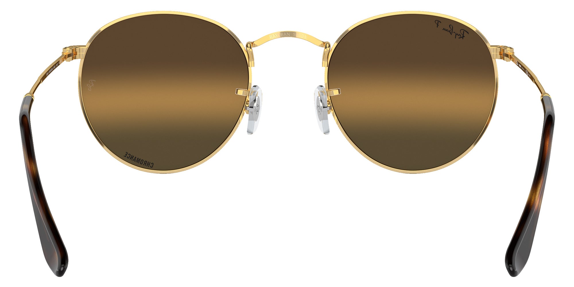 Ray-Ban RB3447 Round Metal Chromance 001/G5 50 - Arista Gold / Silver/Brown Mirrored Polarized #id:rb3447001g5_s:100115