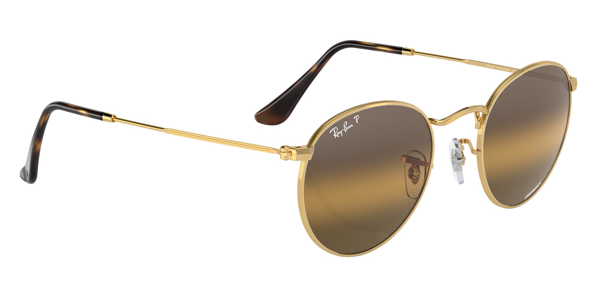 Ray-Ban RB3447 Round Metal Chromance 001/G5 50 - Arista Gold / Silver/Brown Mirrored Polarized #id:rb3447001g5_s:100120