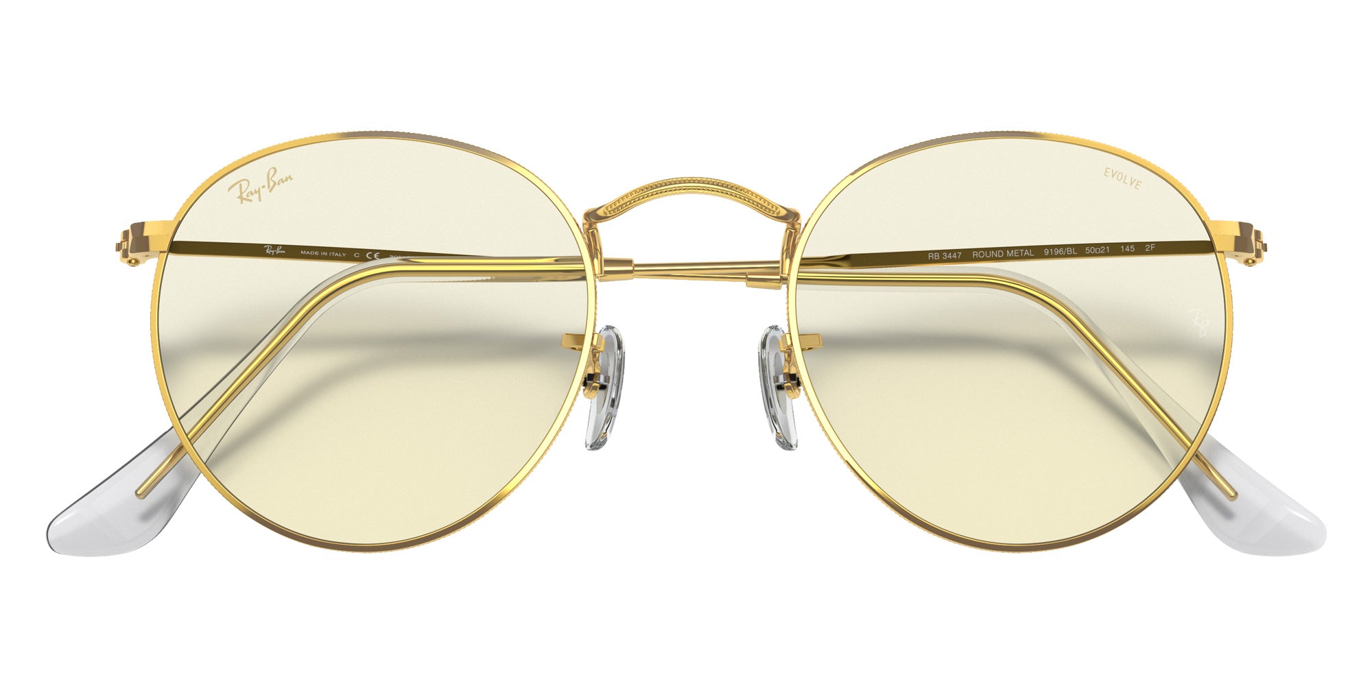 Ray-Ban RB3447 Round Blue-Violet Light Clear Evolve 9196BL 50 - Gold / Clear Photochromic #id:rb34479196bl_s:100120