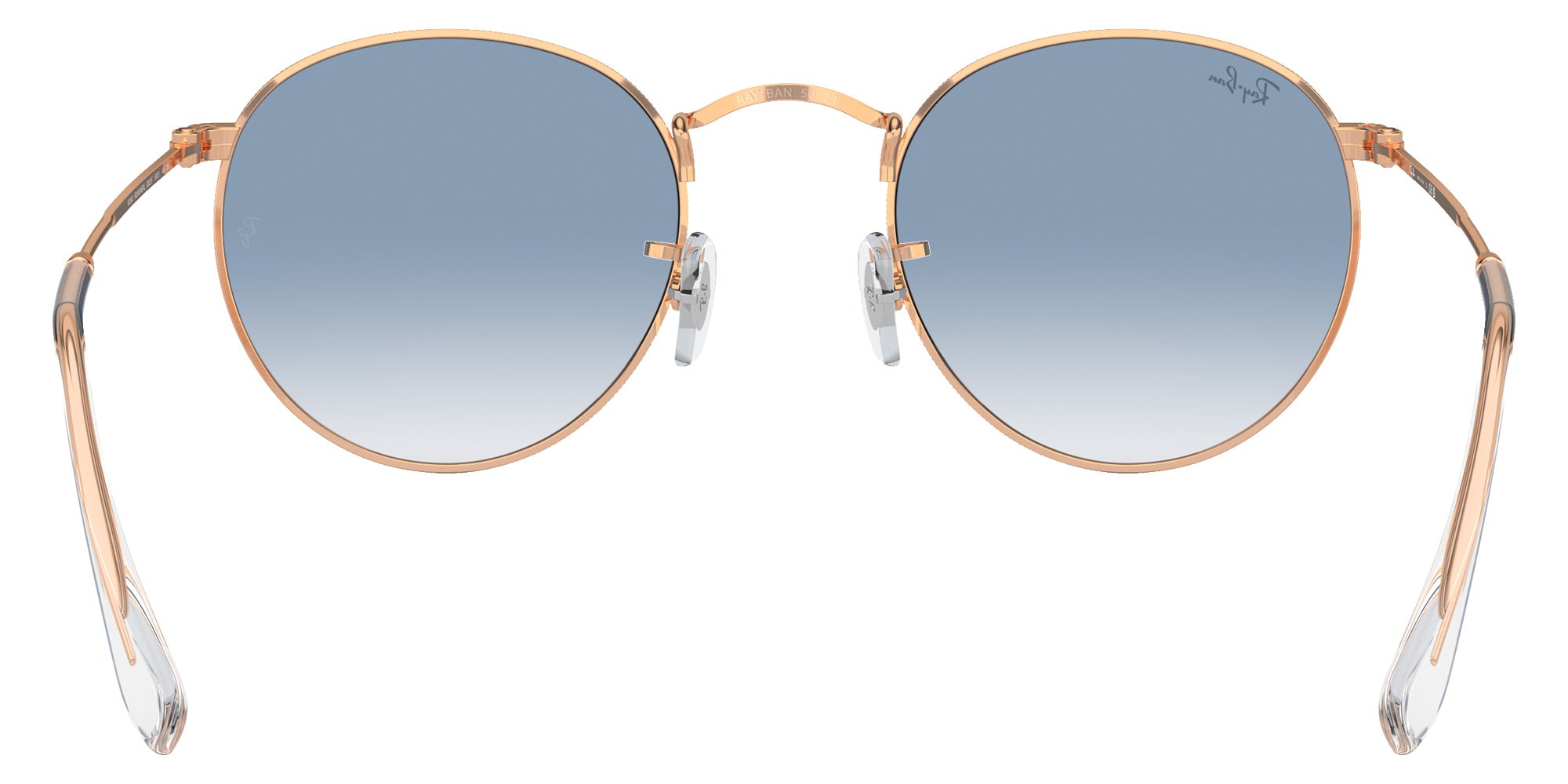 Ray-Ban RB3447 Round Metal 92023F 53 - Rose Gold / Clear and Blue #id:rb344792023f_s:112115