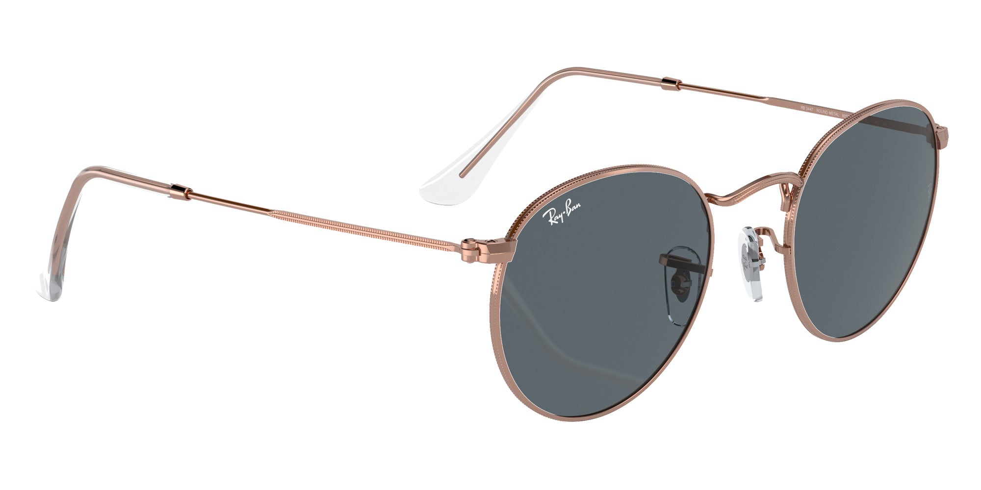 Ray-Ban RB3447 Round Metal Rose Gold 9202R5 47 - Rose Gold / Blue #id:rb34479202r5_s:100120