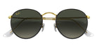 Ray-Ban RB3447JM Round Metal Full Color Legend 919671 50 - Black on Gold / Gray Gradient #id:rb3447jm919671_s:100125