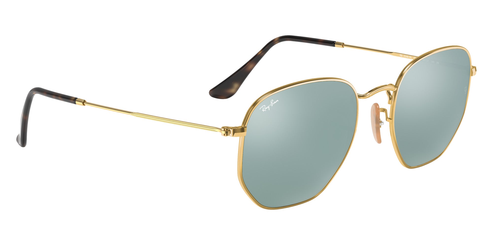 Ray-Ban RB3548N Hexagonal Flat Lenses 001/30 48 - Arista Gold / Silver Flash Mirrored #id:rb3548n00130_s:100120