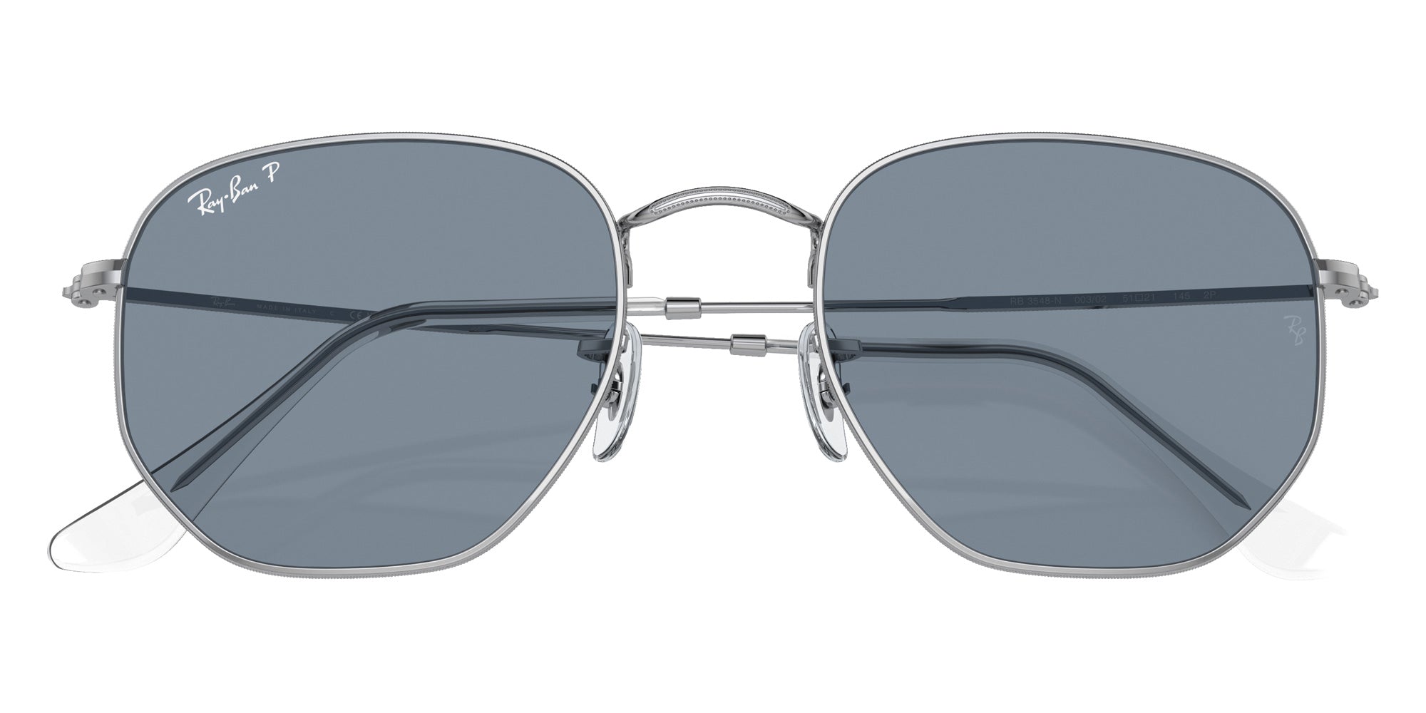 Ray-Ban RB3548N Hexagonal Flat Lenses 003/02 54 - Silver / Blue Polarized #id:rb3548n00302_s:102125