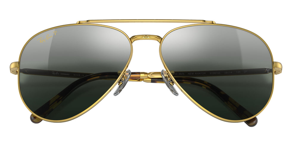 Ray-Ban RB3625 New Aviator 9196G6 55 - Gold / Silver/Blue Polarized+ Mirrored #id:rb36259196g6_s:100125