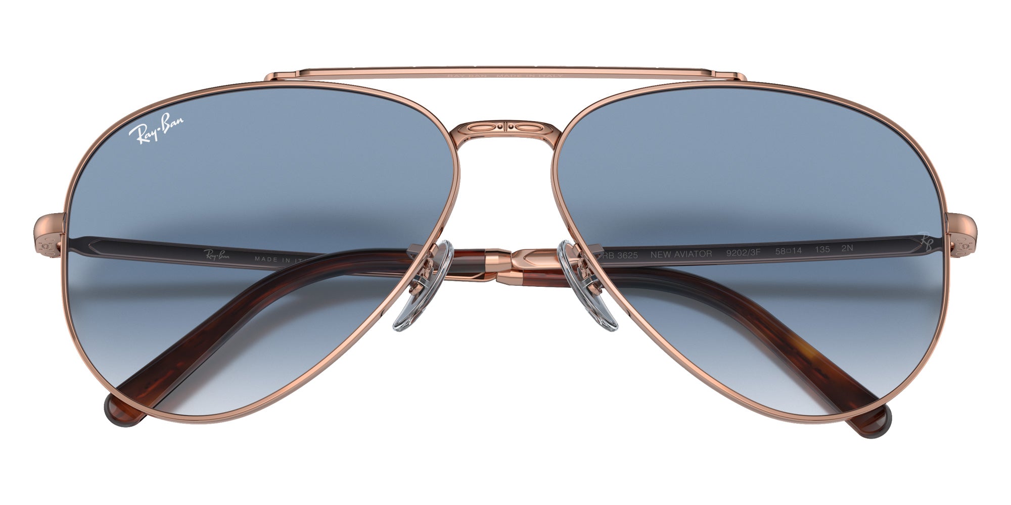 Ray-Ban RB3625 New Aviator 92023F 58 - Rose Gold / Clear Blue #id:rb362592023f_s:104125