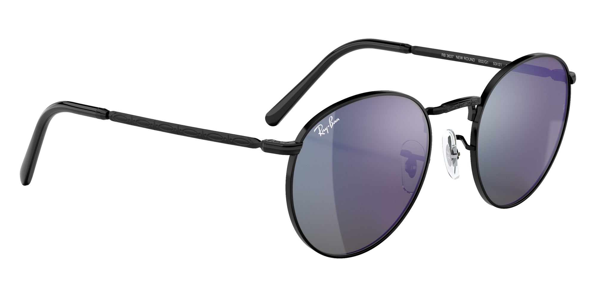 Ray-Ban RB3637 New Round 002/G1 47 - Black / Green Mirrored Blue #id:rb3637002g1_s:104120