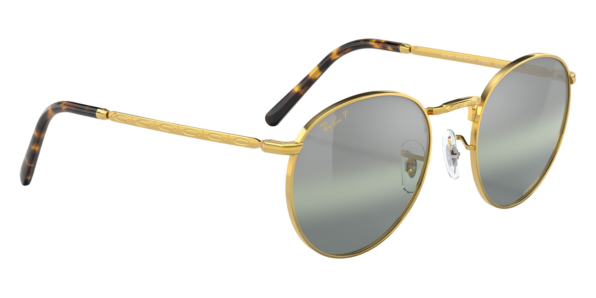 Ray-Ban RB3637 New Round 9196G4 50 - Gold / Silver/Green Mirrored Polarized #id:rb36379196g4_s:108120