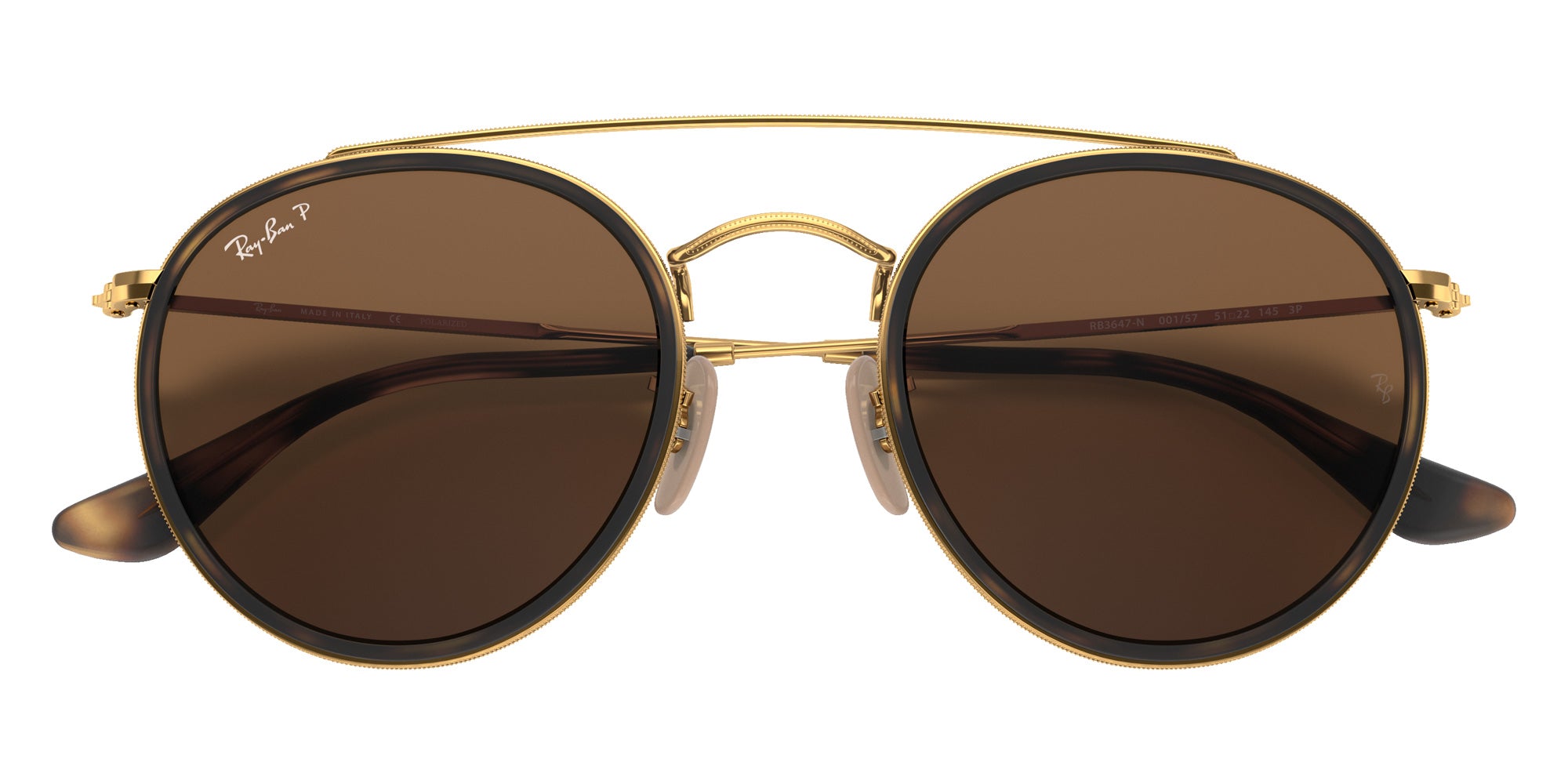 Ray-Ban RB3647N Round Double Bridge 001/57 51 - Arista Gold / B-15 Brown Polarized #id:rb3647n00157_s:100125