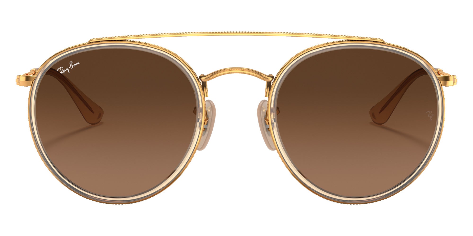 Ray-Ban RB3647N Round Double Bridge 912443 51 - Arista Gold / Brown Gradient #id:rb3647n912443_s:102100
