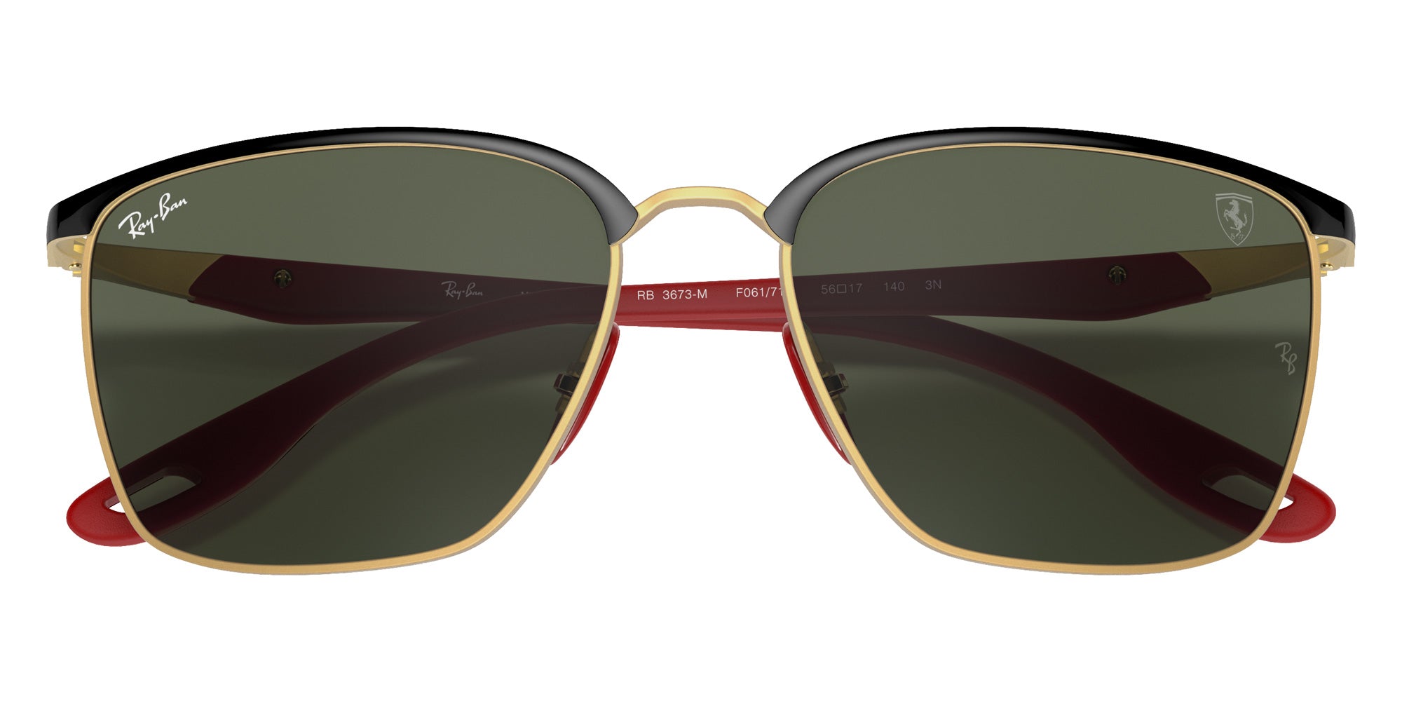 Ray-Ban RB3673M Scuderia Ferrari F06171 56 - Black on Gold / Green Classic #id:rb3673mf06171_s:100125