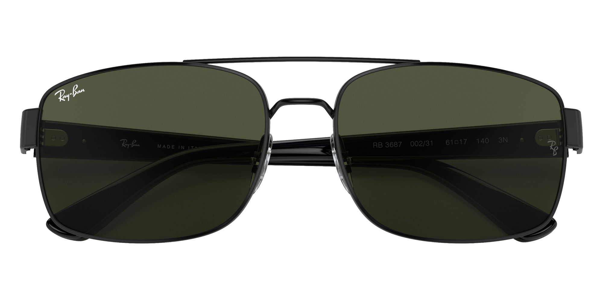 Ray-Ban RB3687 002/31 61 - Black / Green #id:rb368700231_s:100125