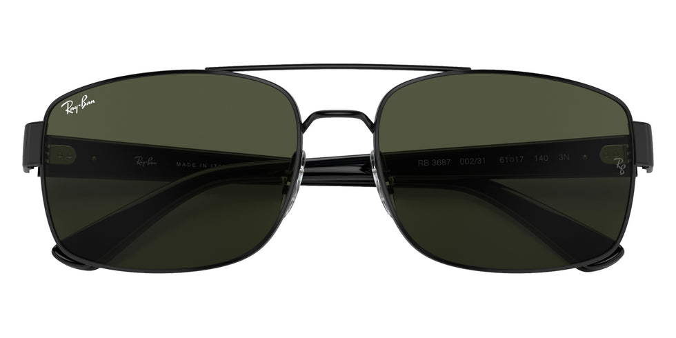 Ray-Ban RB3687 002/31 61 - Black / Green #id:rb368700231_s:100125