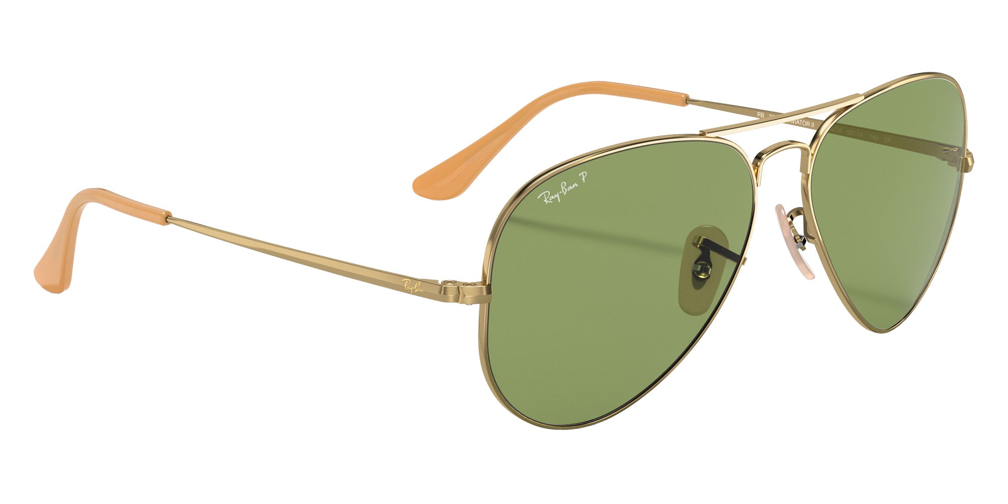 Ray-Ban RB3689 Aviator Metal II 9064O9 58 - Arista Gold / G-15 Green Polarized #id:rb36899064o9_s:100120