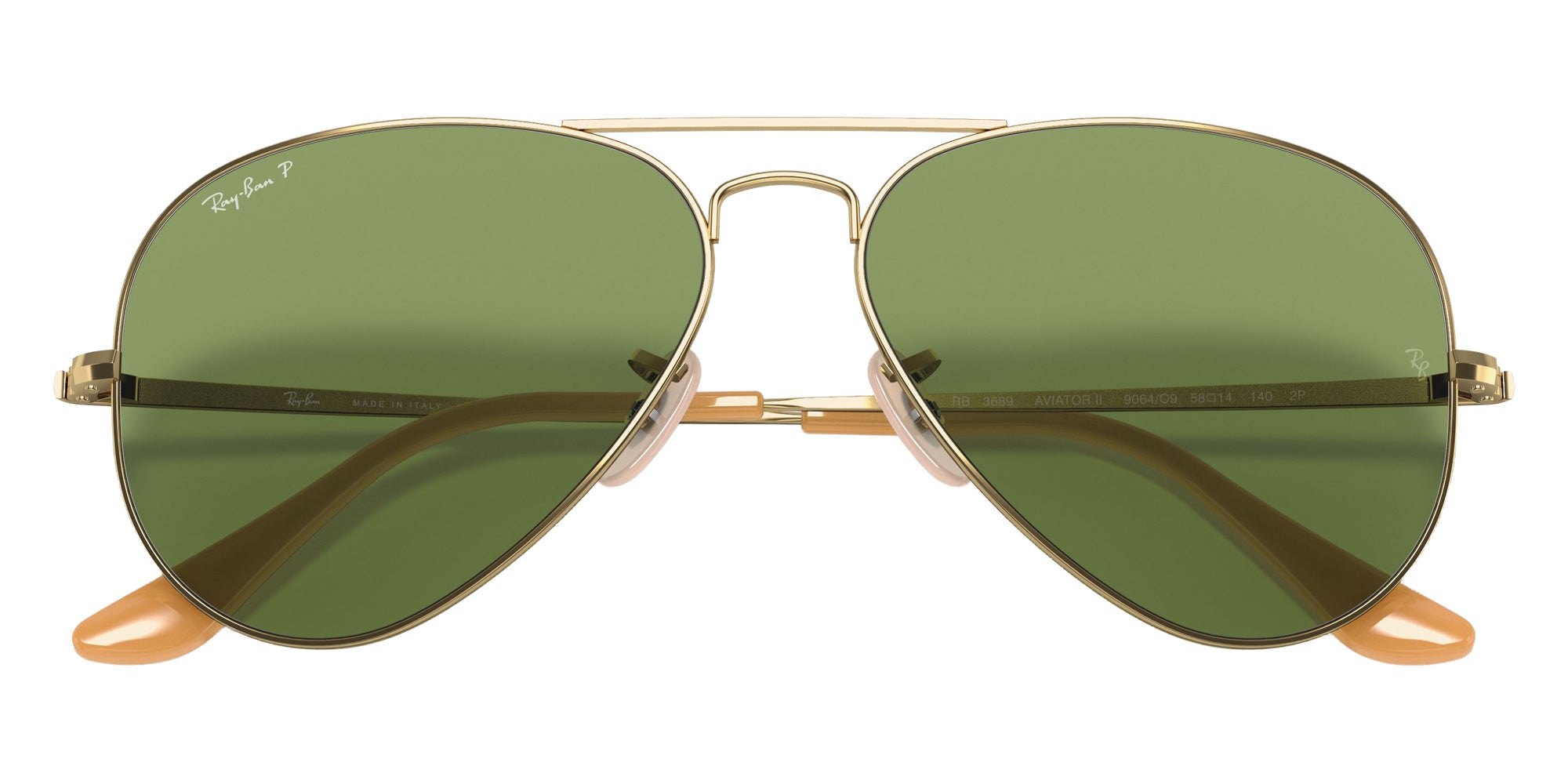 Ray-Ban RB3689 Aviator Metal II 9064O9 58 - Arista Gold / G-15 Green Polarized #id:rb36899064o9_s:100125