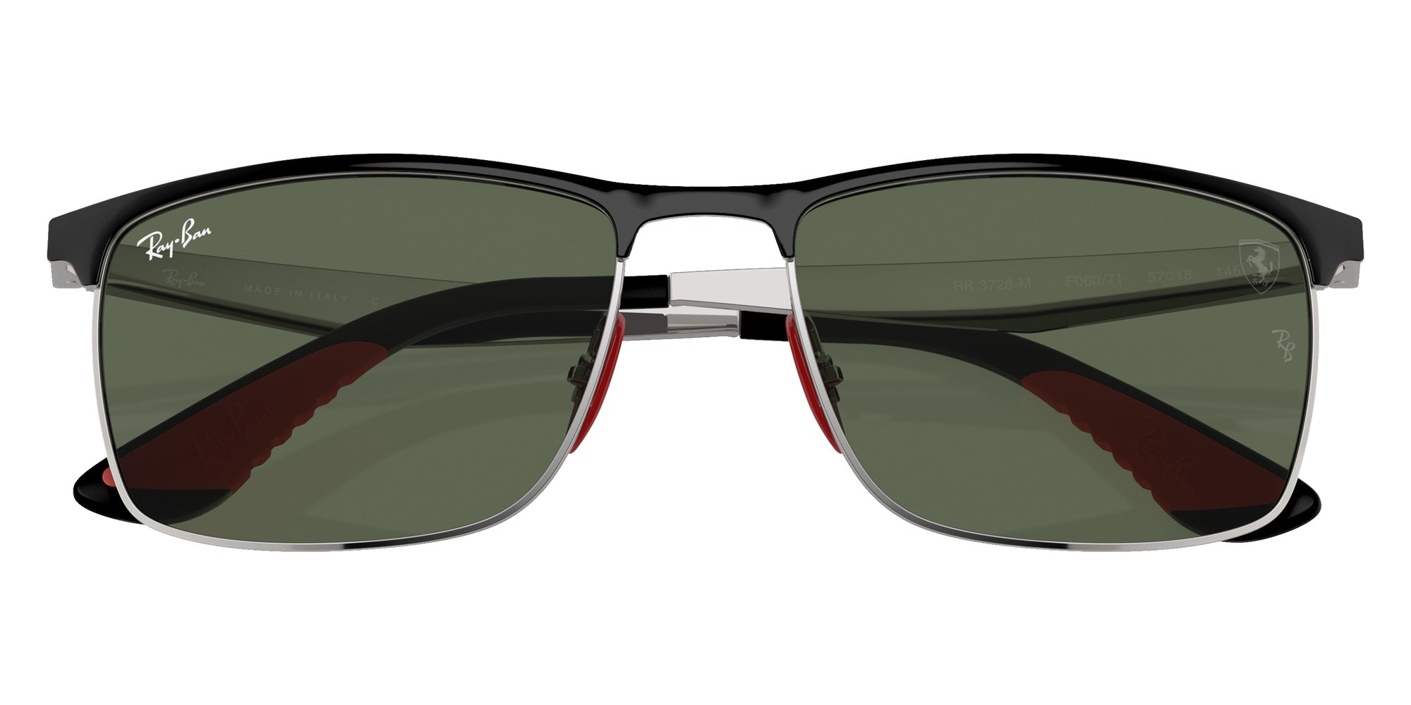 Ray-Ban RB3726M Scuderia Ferrari F06071 57 - Black on Silver / Dark Green #id:rb3726mf06071_s:102125