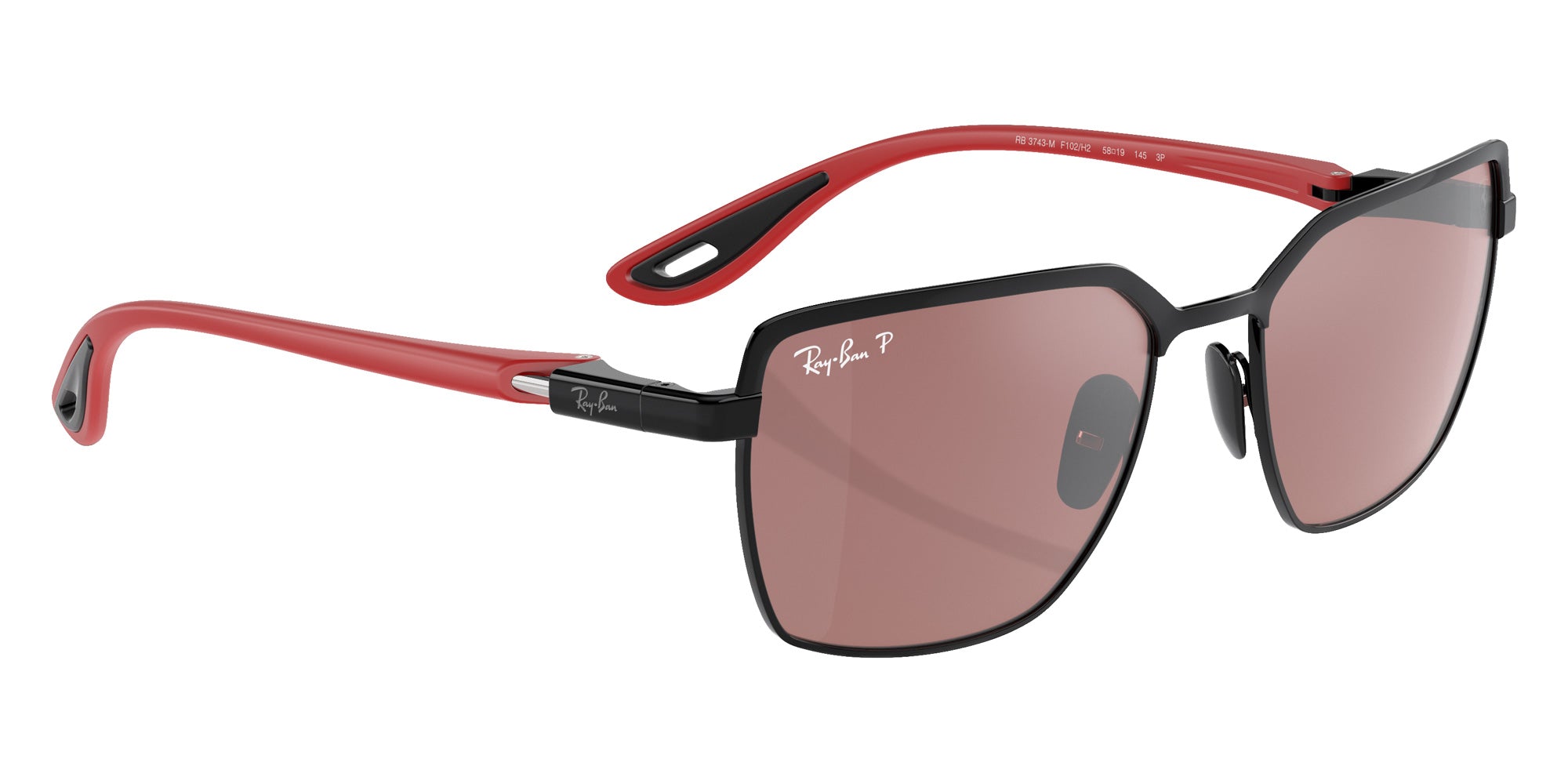 Ray-Ban RB3743M Scuderia Ferrari F102H2 58 - Black on Black / Purple and Silver Mirrored Polarized #id:rb3743mf102h2_s:100120