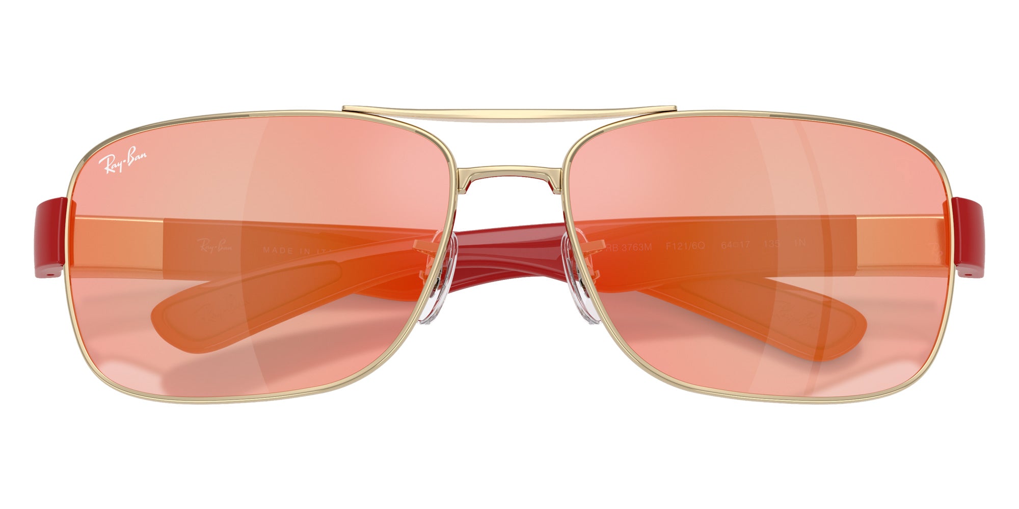 Ray-Ban RB3763M Scuderia Ferrari F1216Q 64 - Pale Gold / Brown Mirrored Red/Yellow #id:rb3763mf1216q_s:106125